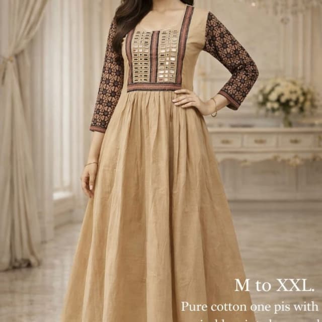 Beige, Brown, Black Dress