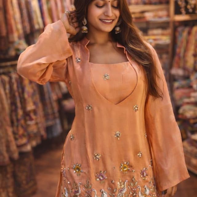 Peach, gold, and various pastel shades Kurta