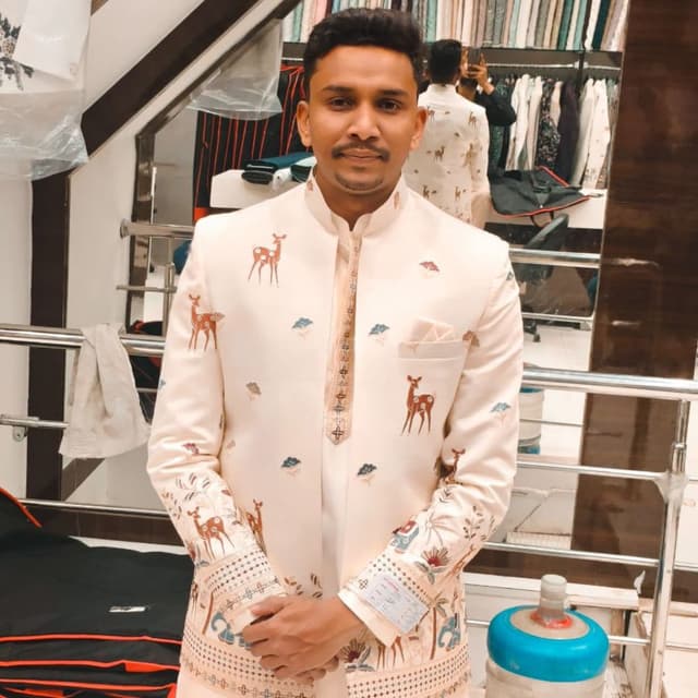 Cream, Brown, Blue, Gold Jacket