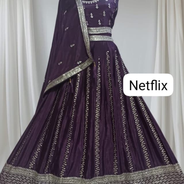 Purple and Silver Lehenga Choli