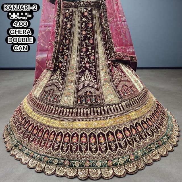 Burgundy, Gold, Pink, Green Lehenga Choli