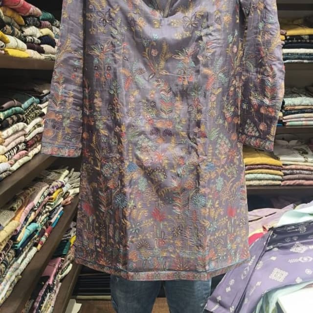 Mauve with a multicolor floral print Kurta