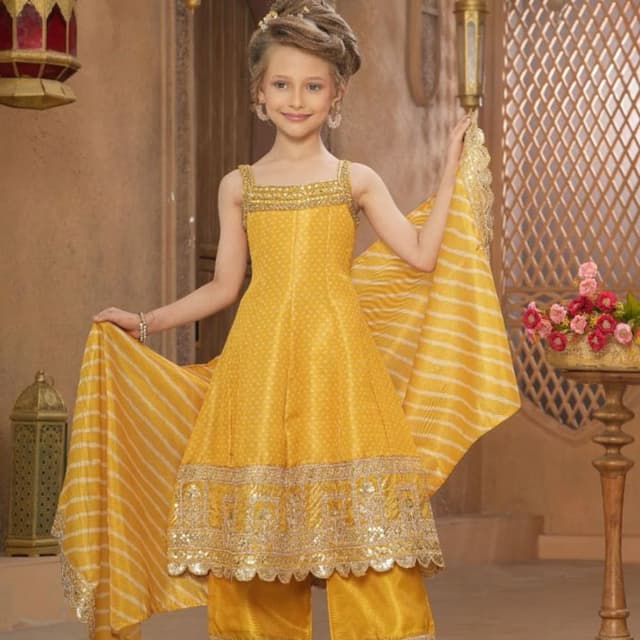 Yellow and Gold Anarkali Suit