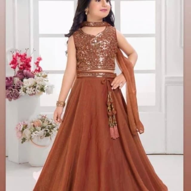 Brown and Gold Lehenga Choli