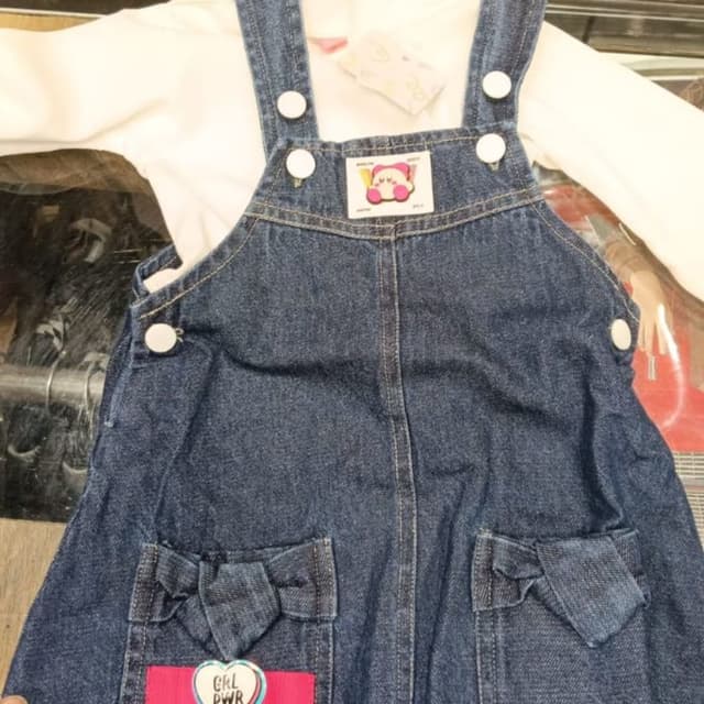 Blue and White, with accents of Pink Overall Dress