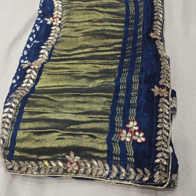 Blue, Gold, Silver Saree
