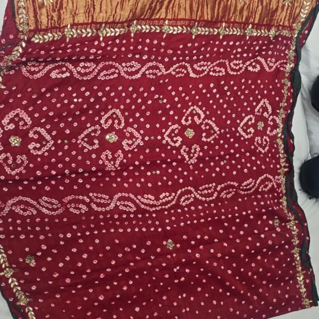 Maroon, Gold, Green Saree