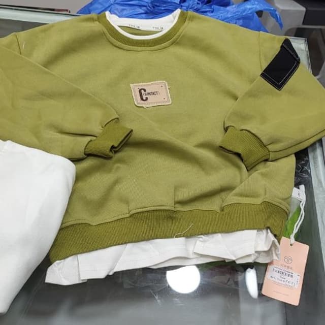 Olive green, white, brown Sweatshirt