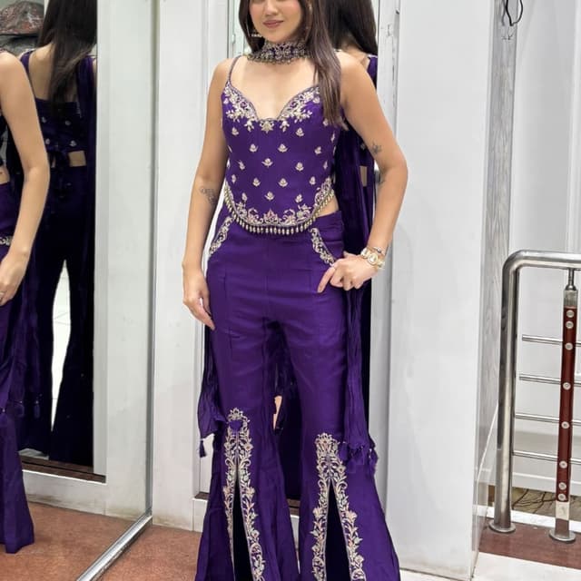 Purple, Gold Sharara Set