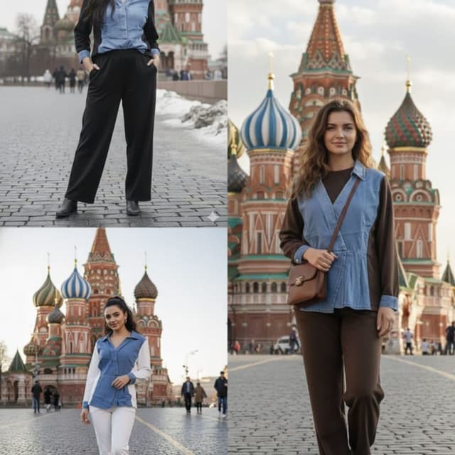 Blue, Black, White, Brown Shirt