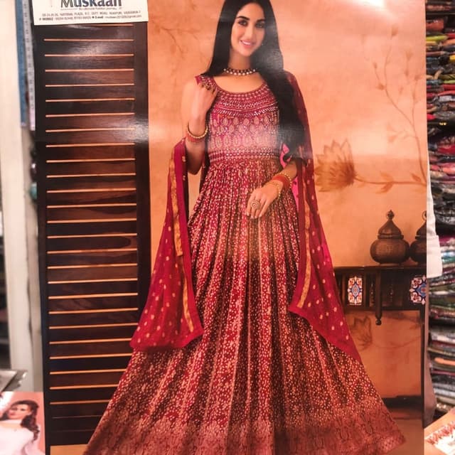Red, Pink, Gold Anarkali Dress