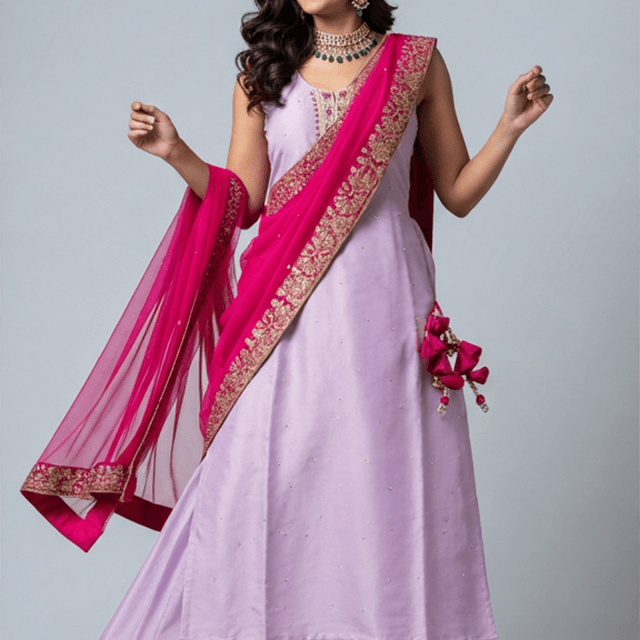 Lavender, Magenta, Gold Salwar Kameez Set
