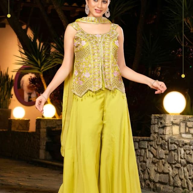 Lime Green, Pink, Gold Sharara Set
