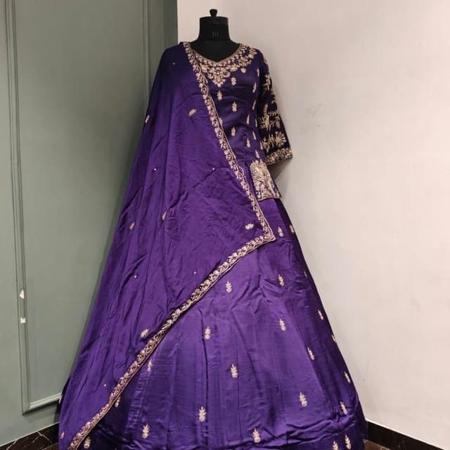 Deep Purple and Gold Lehenga Choli