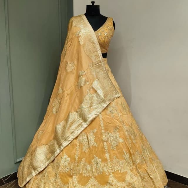 Golden Yellow with Gold Embellishments Lehenga Choli