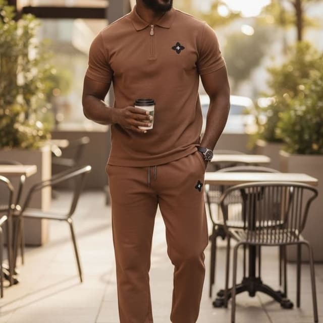 Brown Tracksuit (Polo shirt and sweatpants)
