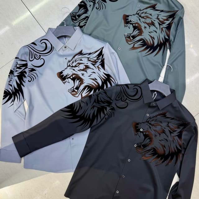 Gray, Blue, Green Shirt