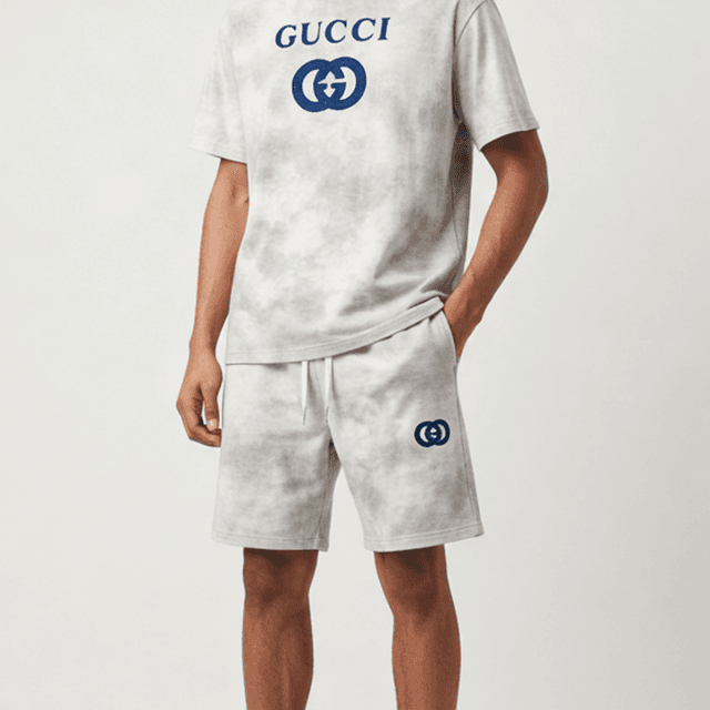 Grey and Blue T-shirt and Shorts Set