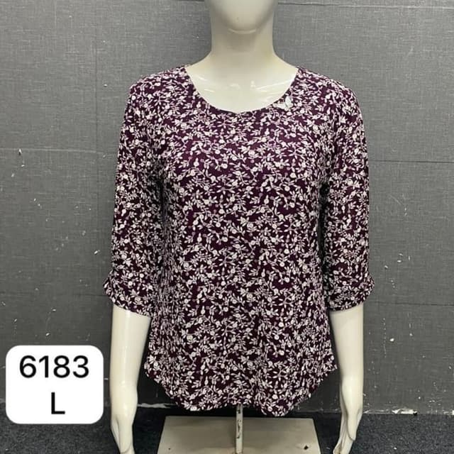 Dark Purple with White floral print Top