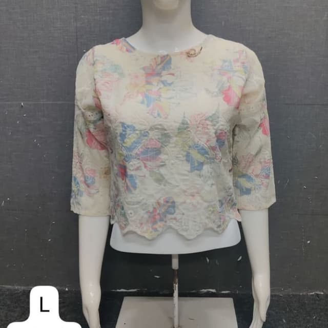 Cream, Pink, Blue, Yellow, Green Top