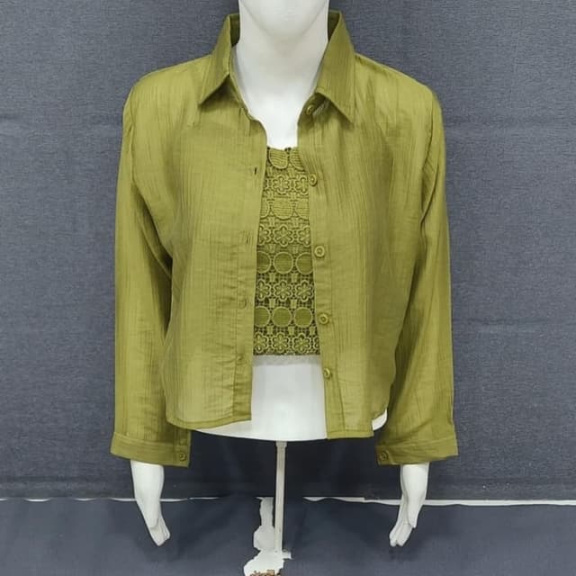 Olive Green Shirt and Top Set
