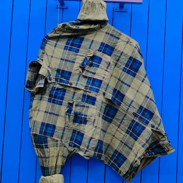 Olive green and royal blue plaid Shirt