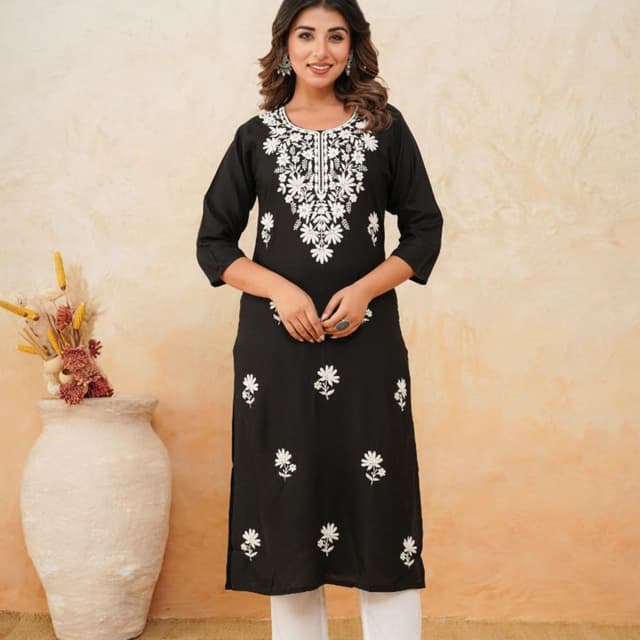 Black and White Kurta