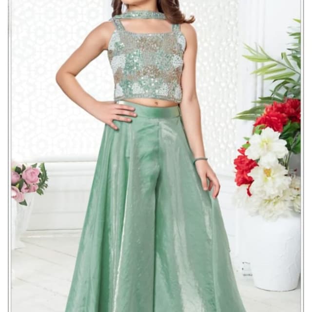 Sea Green, Silver Lehenga Choli