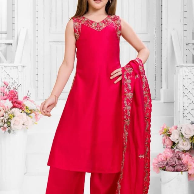 Red, Gold Pantsuit with Dupatta